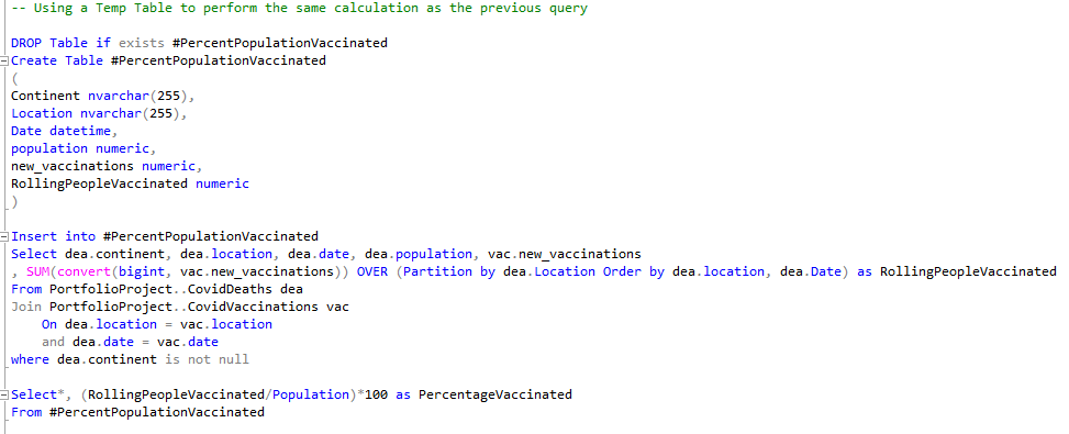 Temp Table Example